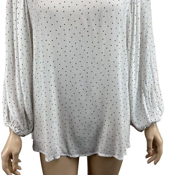 Mittoshop Womens Polka Dot Blouse Size Large Top Flounce Long SLeeve - Picture 7 of 7